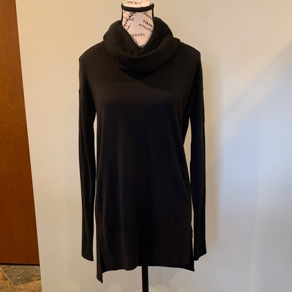 LOFT Soft Black Cowl Neck Tunic Sweater Women’s XS Extra Small Fall Winter